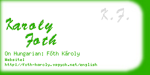 karoly foth business card